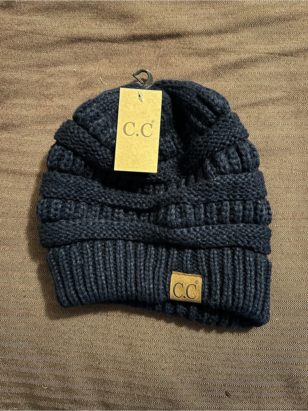 New Woman’s CC Exclusive Embroidered Knit Beanie O/S In Navy Blue